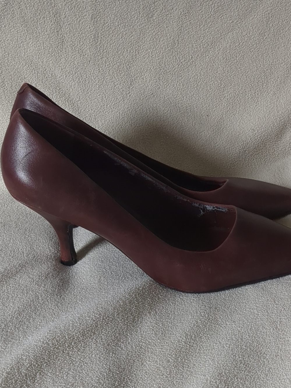 BCBGeneration Burgundy Pointed-Toe Kitten Heel Pumps
